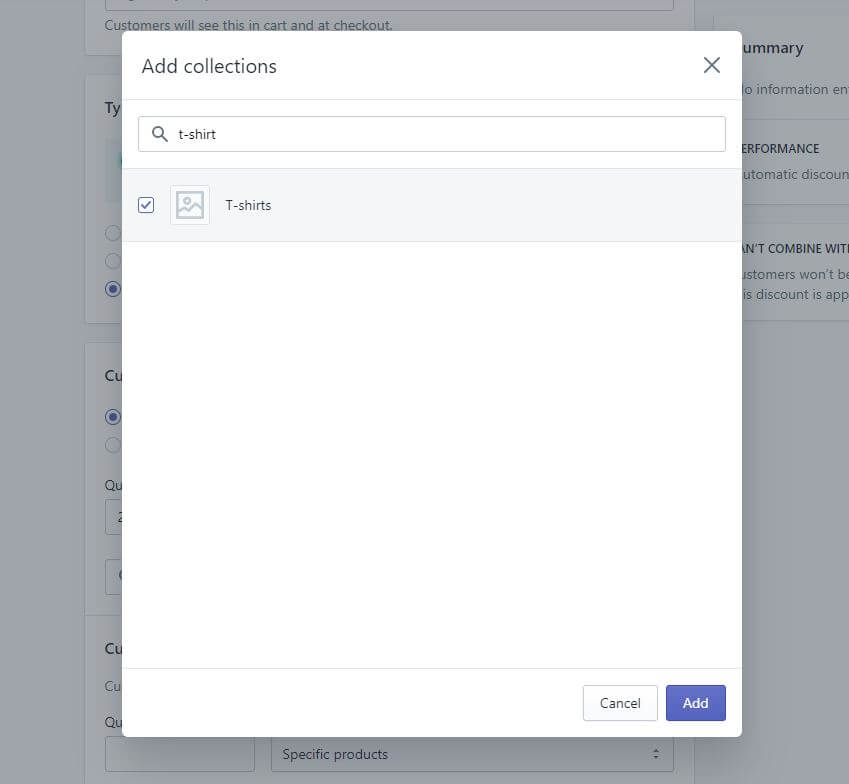 Shopify Add Collection for Discount