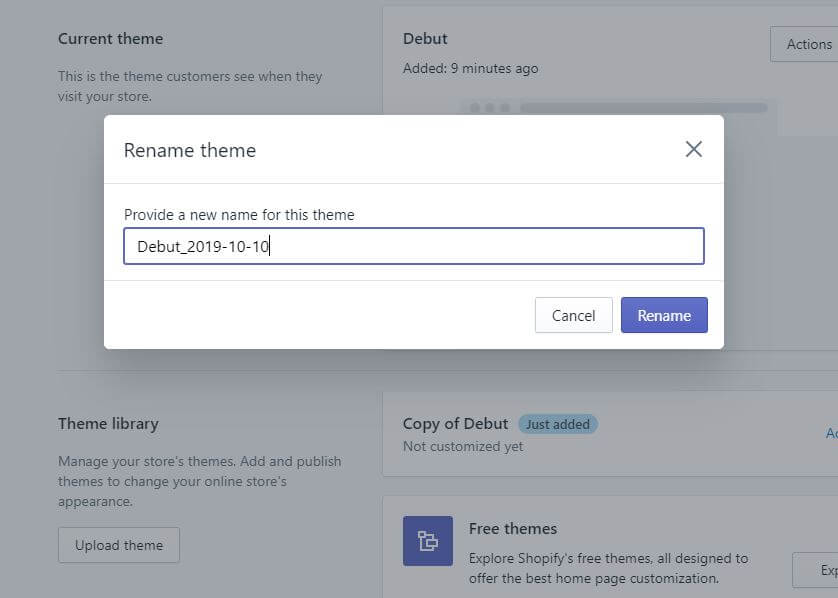 New theme name for duplicate Shopify theme