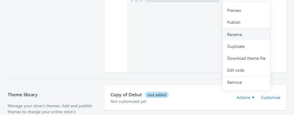 Rename Shopify theme