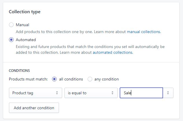 Assigning a sale tag within Shopify