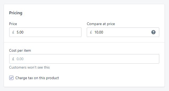 Amending the sale compare price in Shopify