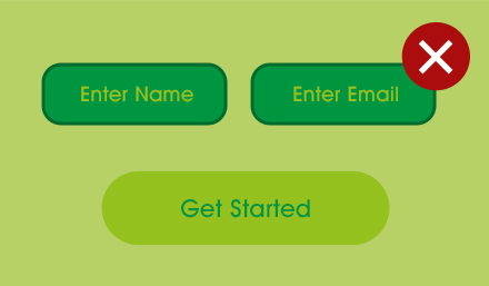 an example of a poorly designed form using the colour green